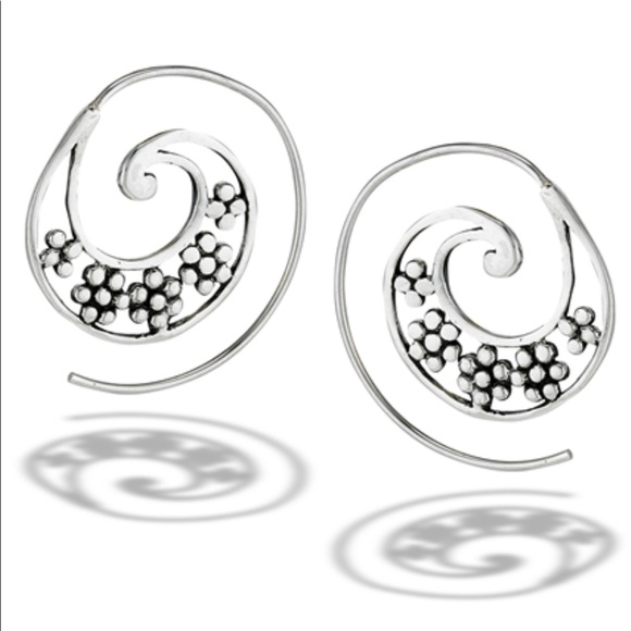 Sterling Silver Bali Style Hoops - Picture 4 of 6